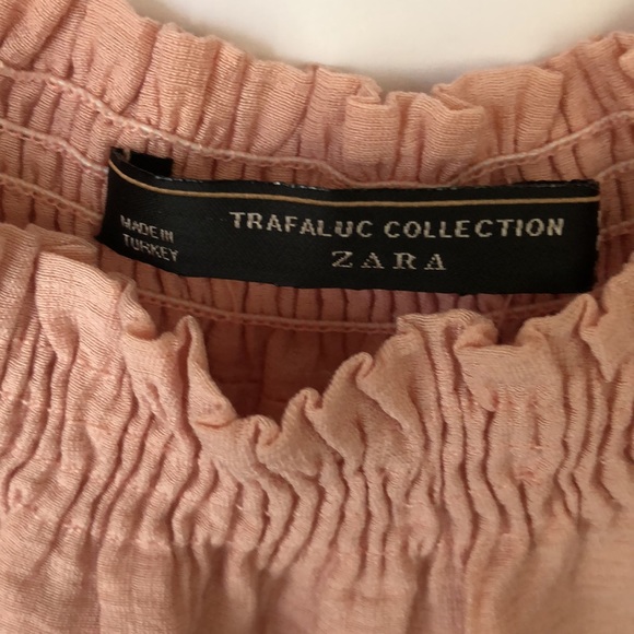 Zara Peach Blush Off the Shoulder Loose Fit Top Blouse Size S - Picture 3 of 4